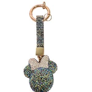 Fashion Sparkling Austrian Crystal multicolor Minnie Mouse Keychain Bow gift